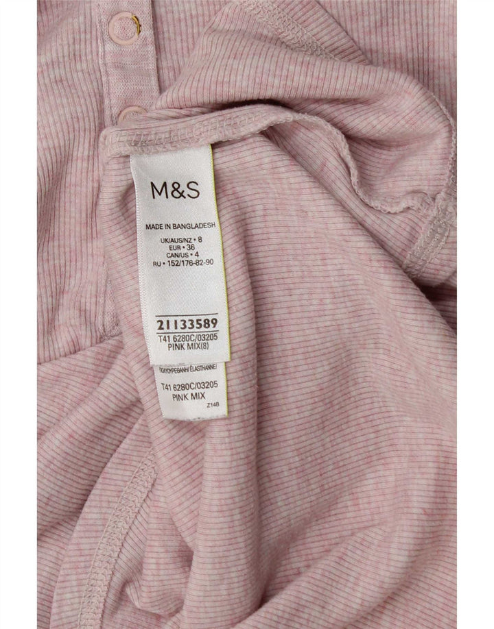 Top feminino Marks & Spencer manga comprida UK 8 pequeno poliéster rosa