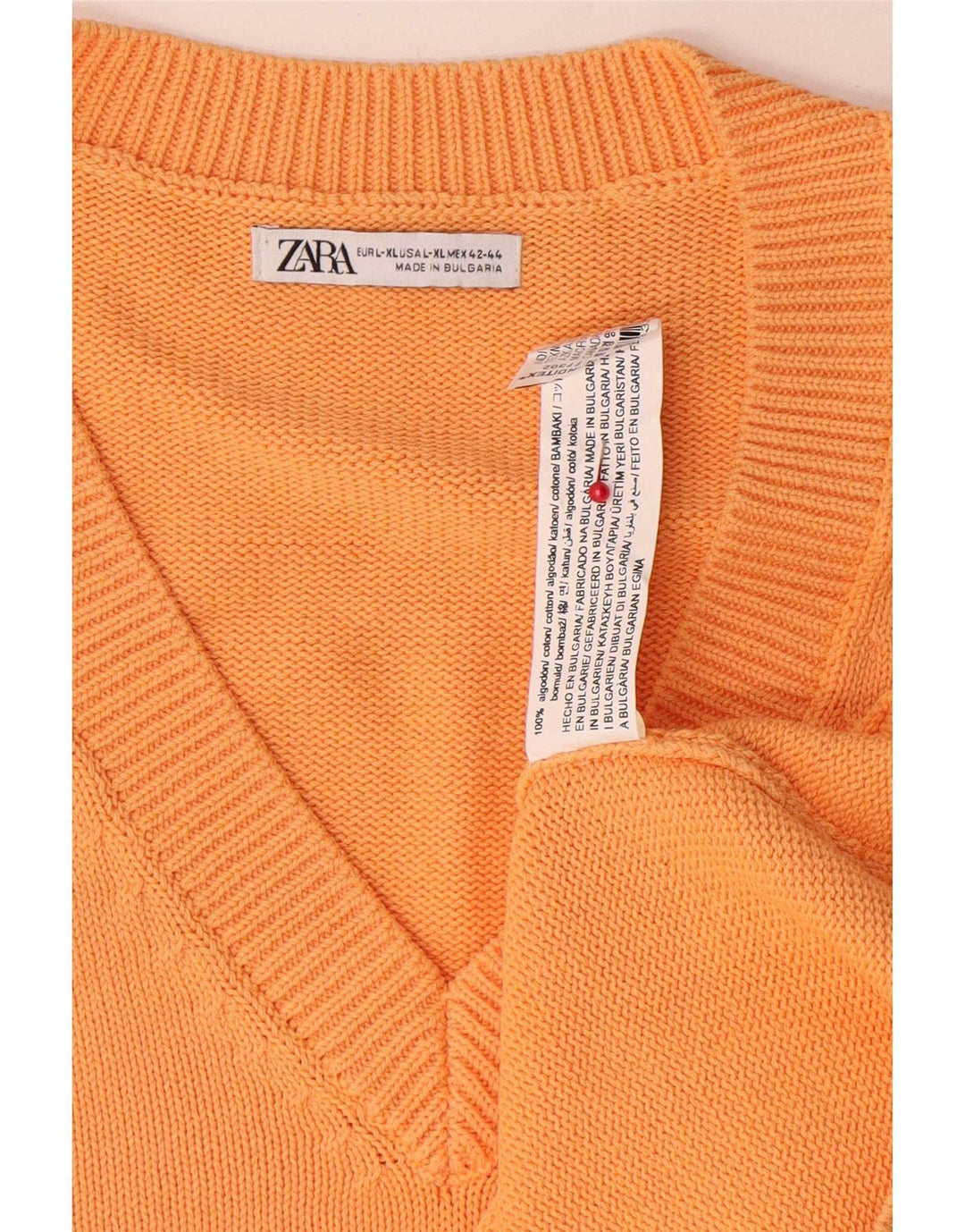 Zara Mens Vest Tank Top XL Laranja Algodão