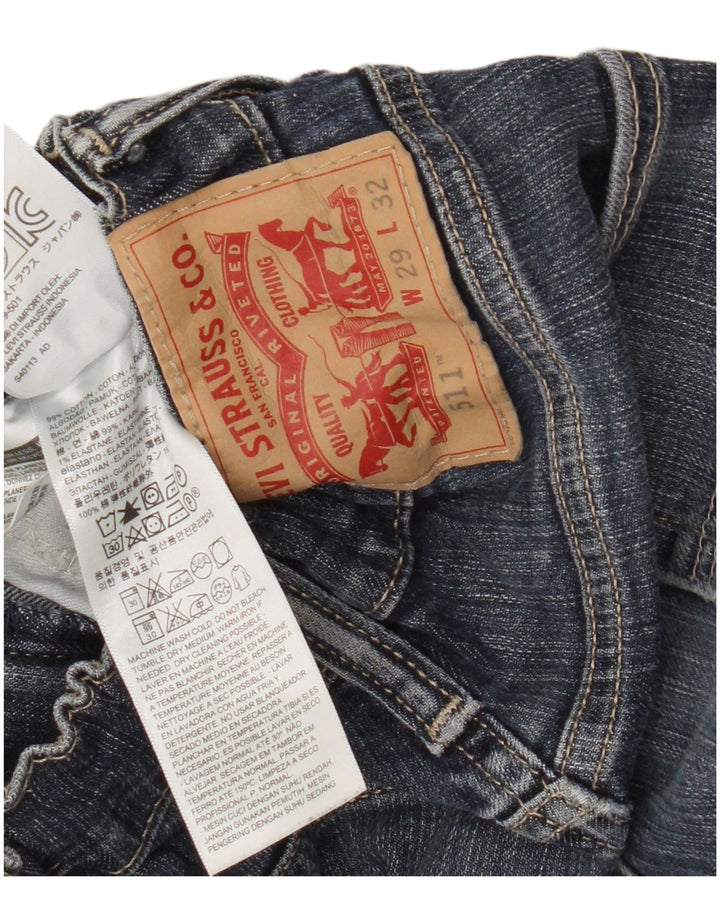 Levi's Masculino 511 Distressed Slim Jeans W29 L29 Azul Algodão