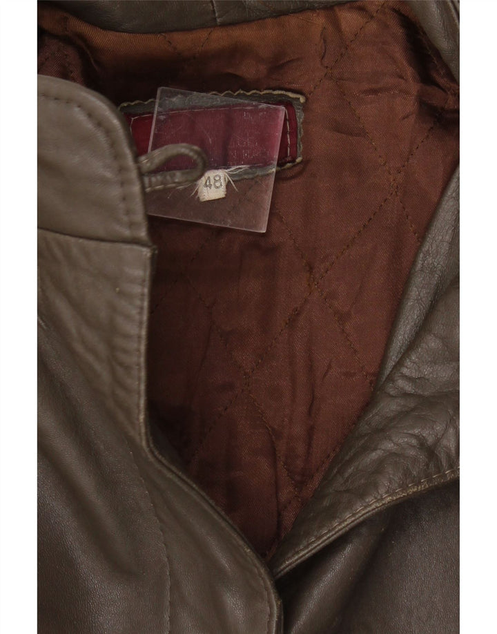 Jaqueta de couro feminina VINTAGE IT 48 XL couro marrom