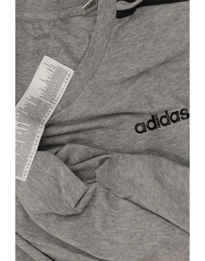 Adidas Mens Camiseta Top Pequeno Algodão Cinza