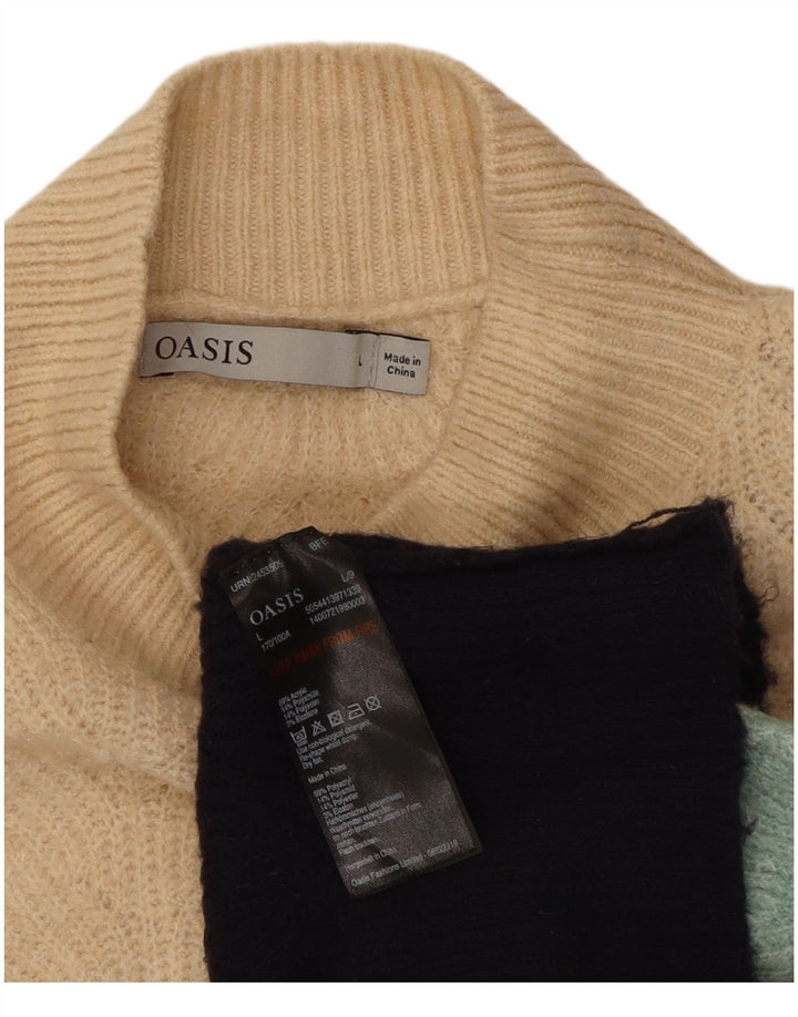 Suéter feminino Oasis com gola tartaruga Reino Unido 16 grande multicolorido