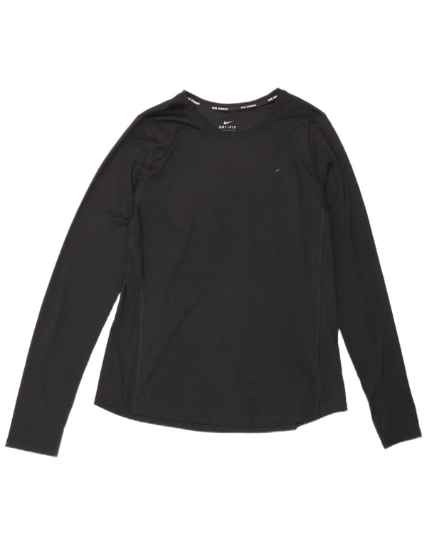 Top Nike Dri Fit Feminino Manga Longa UK 14 Grande Poliéster Preto