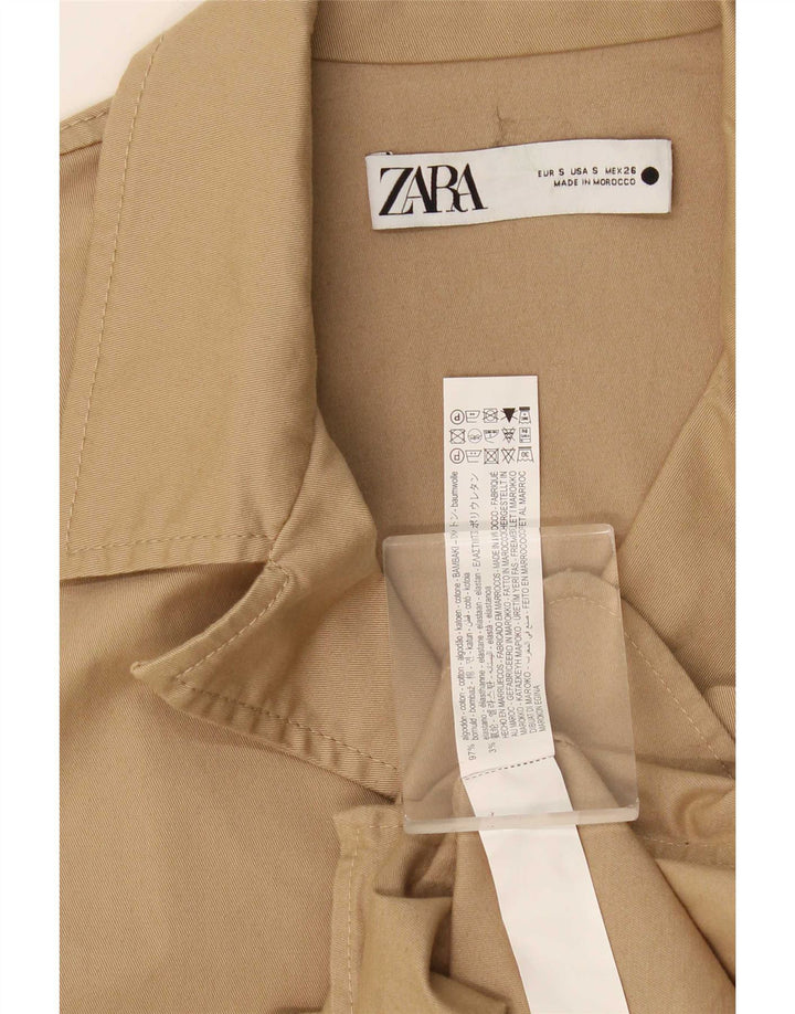 Jaqueta blazer oversized Zara feminina com 3 botões Reino Unido 10 algodão bege pequeno