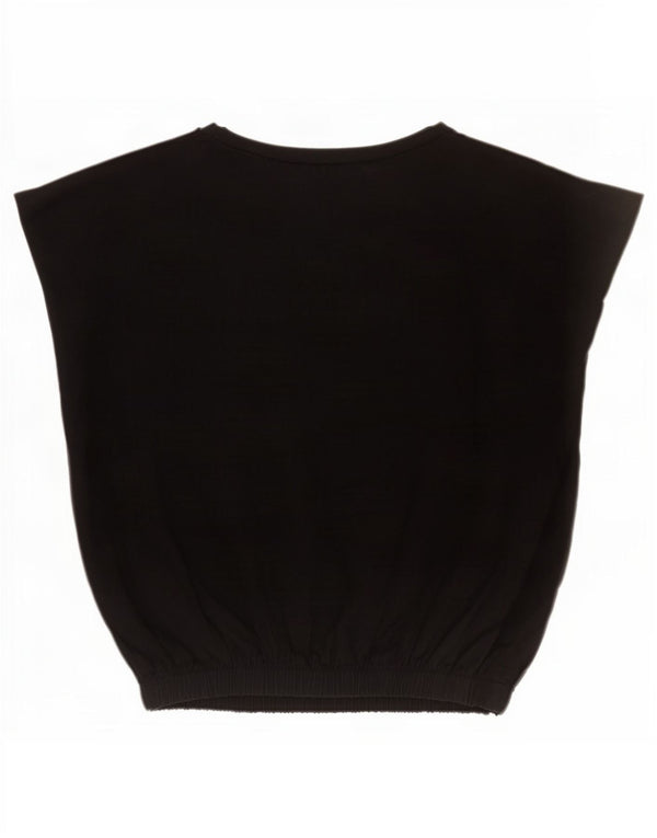 Blusa feminina Zara Top UK 16 grande algodão preto
