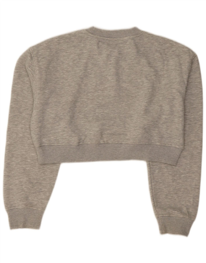 Zara Womens Crop Oversized Moletom Jumper Reino Unido 10 Pequeno Cinza Salpicado