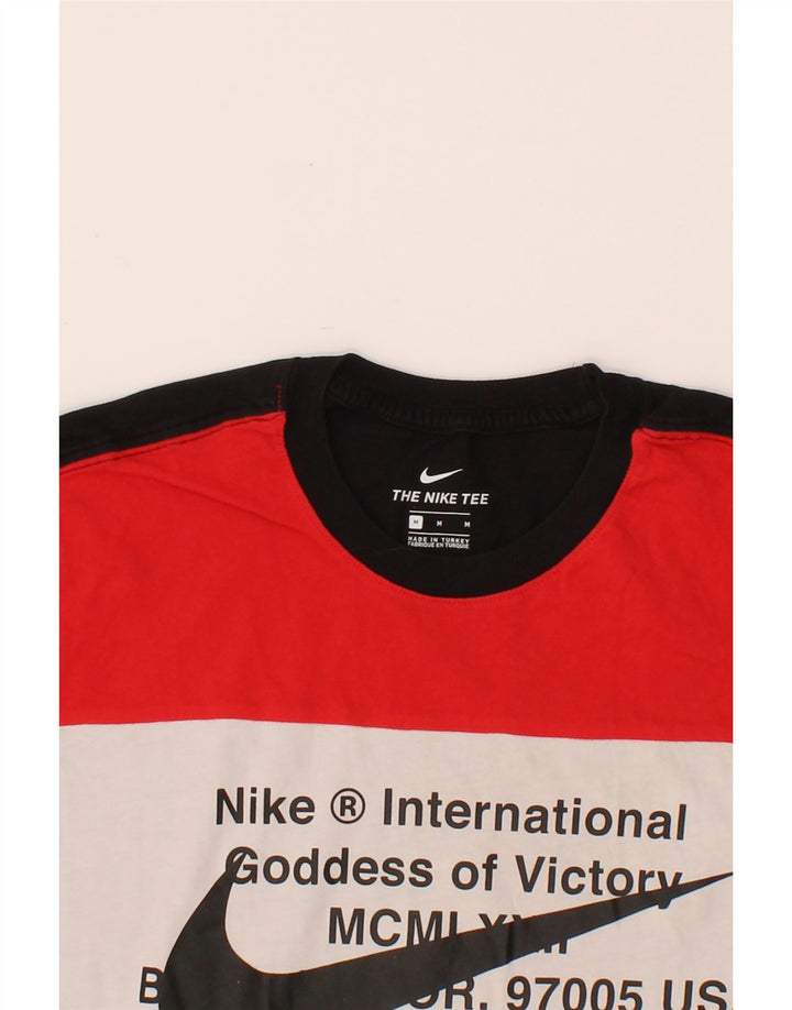 Camiseta gráfica masculina NIKE Top médio preto colorblock algodão