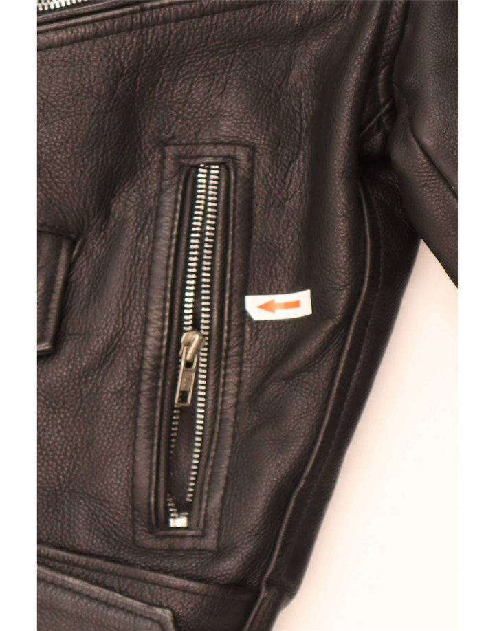 Jaqueta masculina vintage de couro para motociclista UK 36 pequena preta