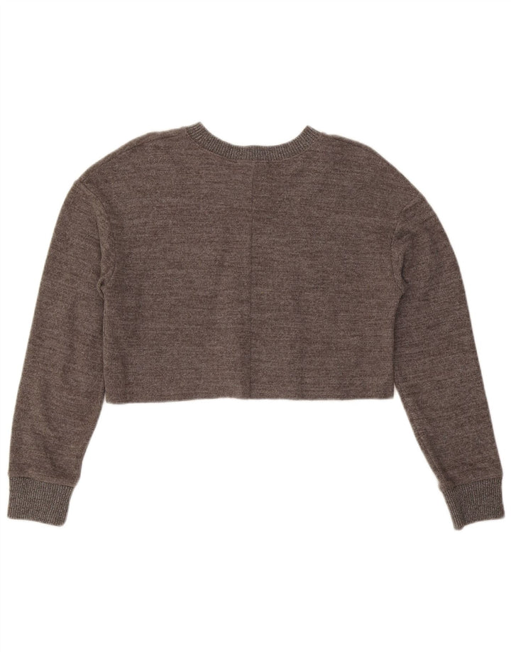 Zara Womens Crop Top Manga Longa Reino Unido 10 Pequeno Cinza Salpicado