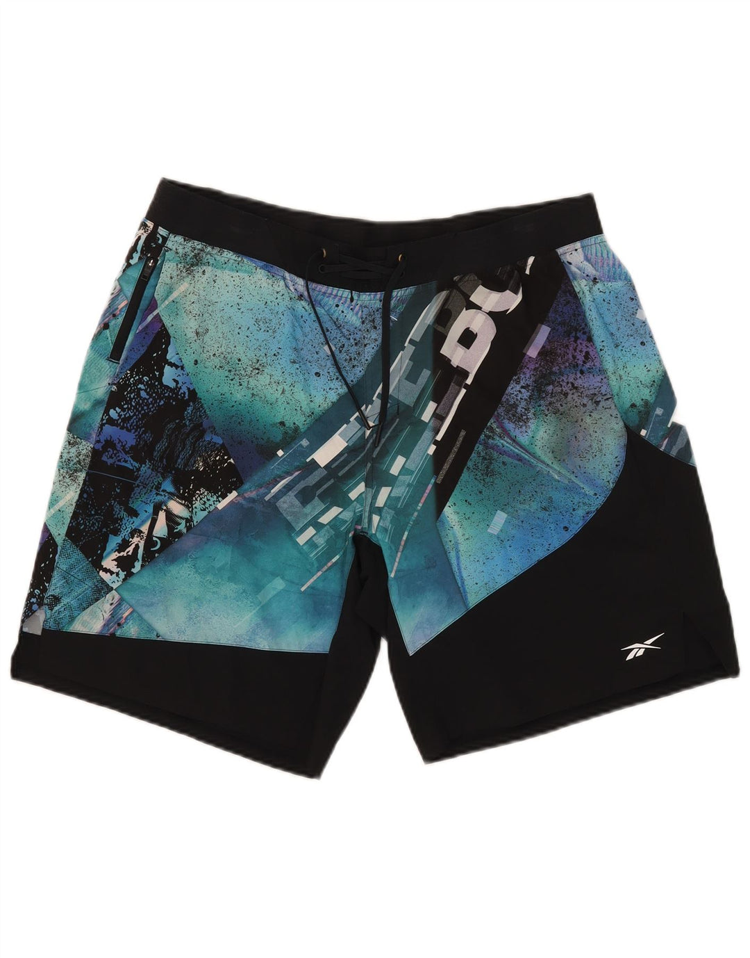 Shorts de natação masculinos Reebok Graphic grande azul colorblock poliéster