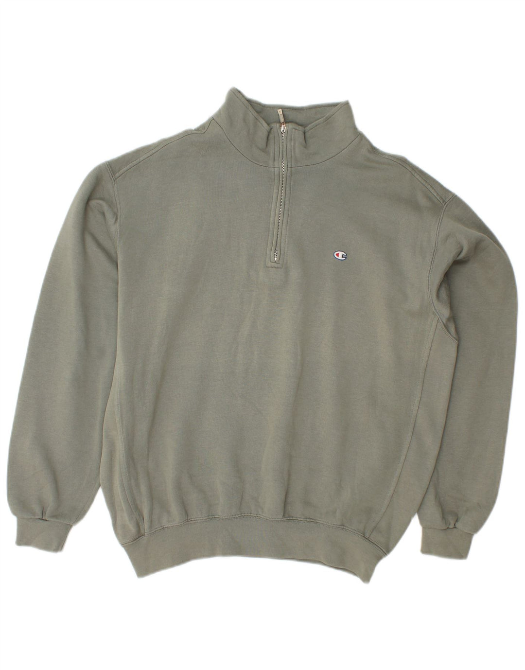 CHAMPION Suéter masculino com zíper e gola em algodão verde médio