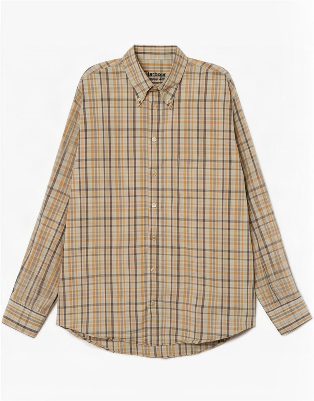 Camisa masculina Barbour grande xadrez bege