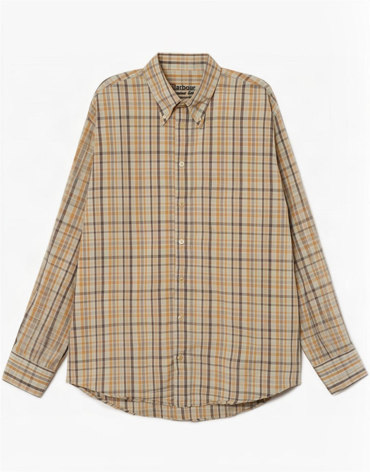 Camisa masculina Barbour grande xadrez bege