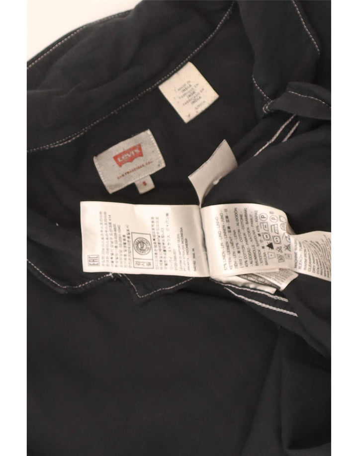 Camisa masculina Levi's manga curta regular fit pequena linho preto
