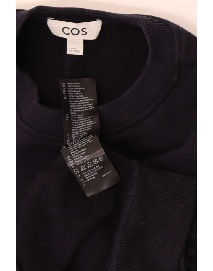 Cos feminino oversized moletom jumper UK 14 médio azul marinho algodão