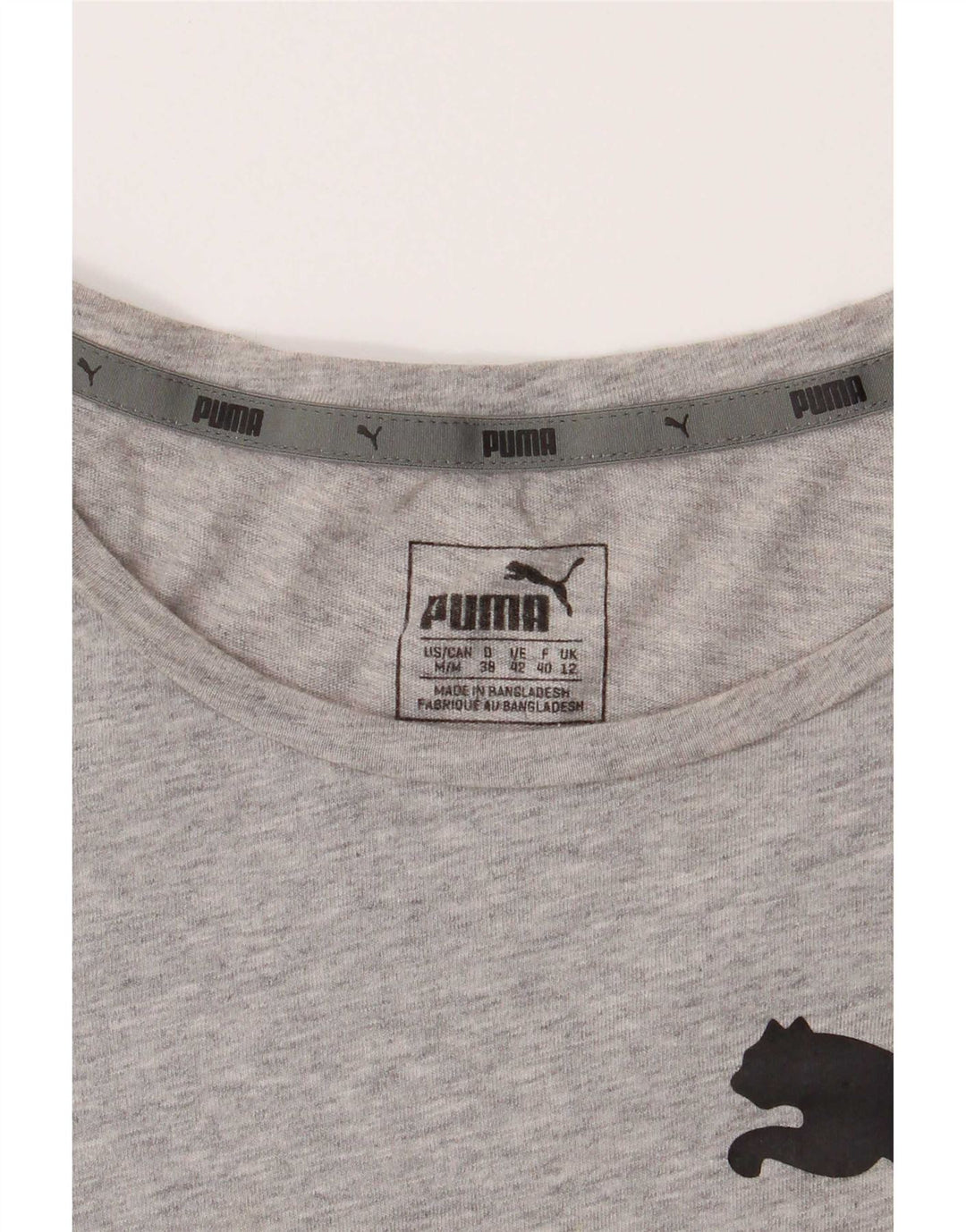 Puma Camiseta Feminina Graphic Top UK 12 Cinza Médio