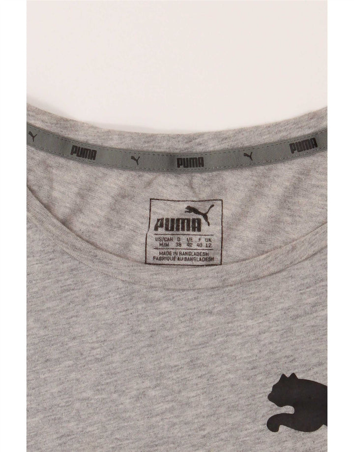 Puma Camiseta Feminina Graphic Top UK 12 Cinza Médio
