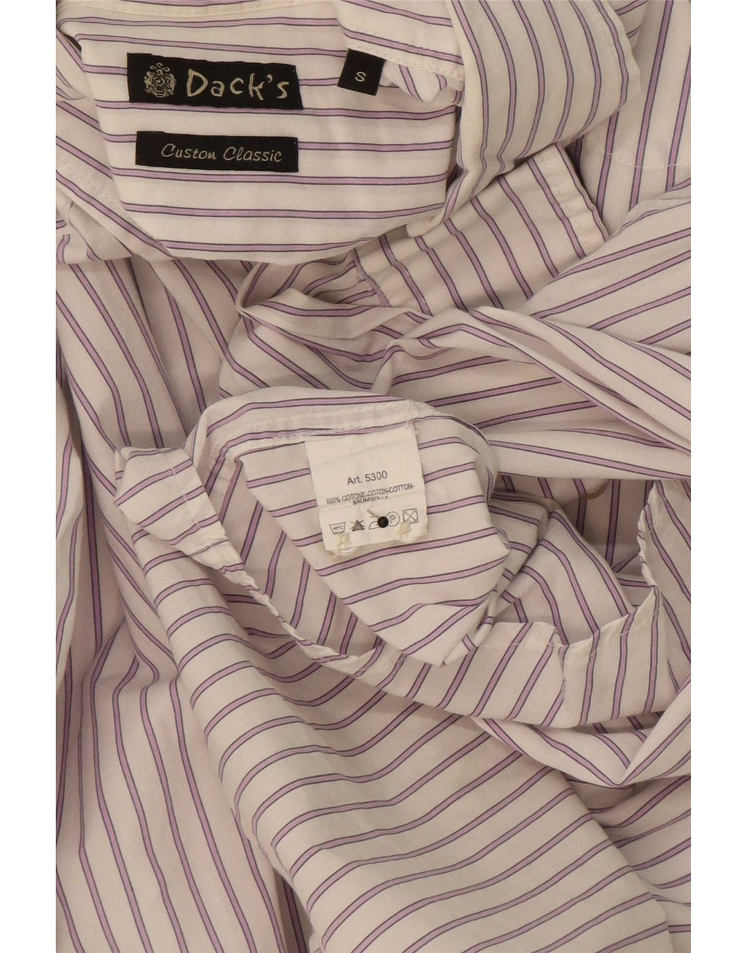 Camisa masculina Dack pequena listrada branca de algodão