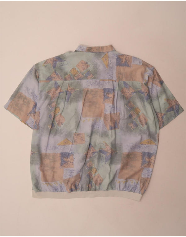 Canda Mens Abstract Pattern Camisa Pulôver de Manga Curta 3XL Multicolorido