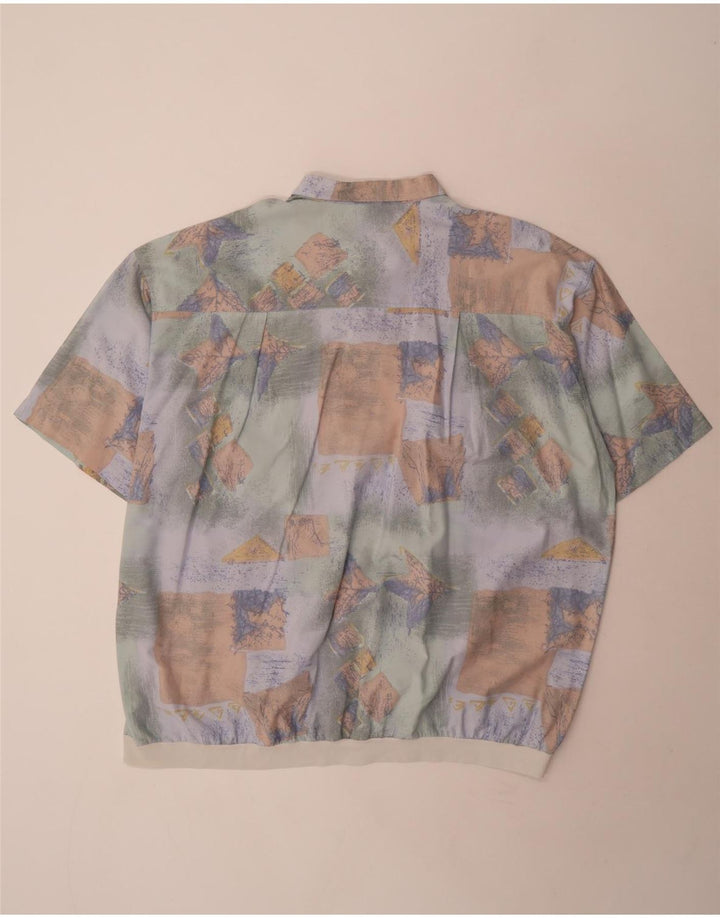 Canda Mens Abstract Pattern Camisa Pulôver de Manga Curta 3XL Multicolorido