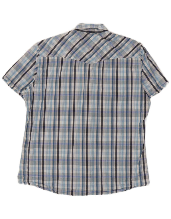 Camisa masculina de manga curta Americanino XL azul xadrez algodão