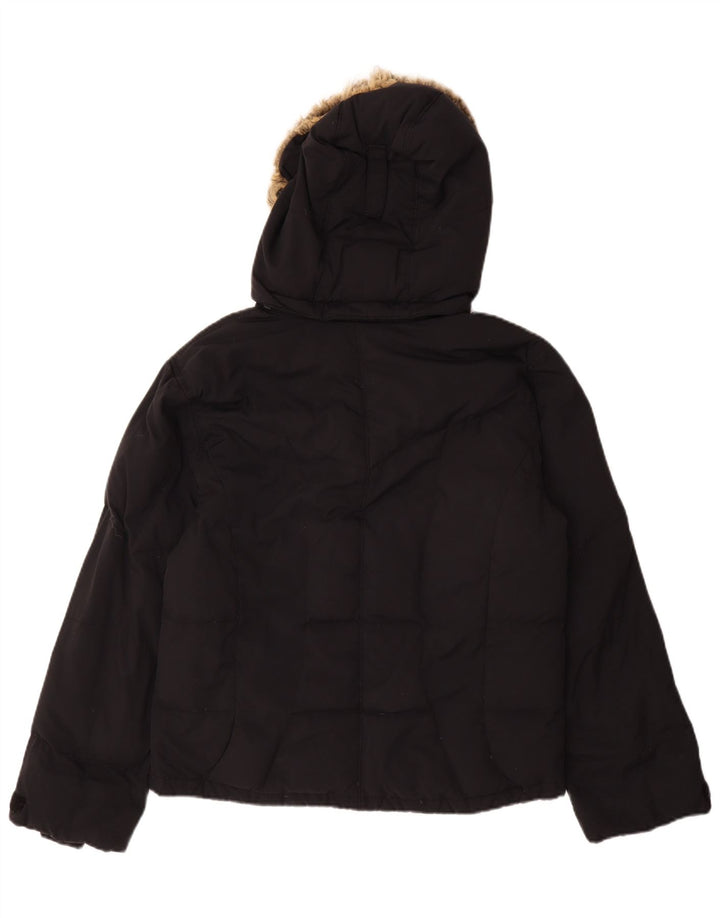 Jaqueta acolchoada com capuz feminina Columbia UK 16 grande nylon preto