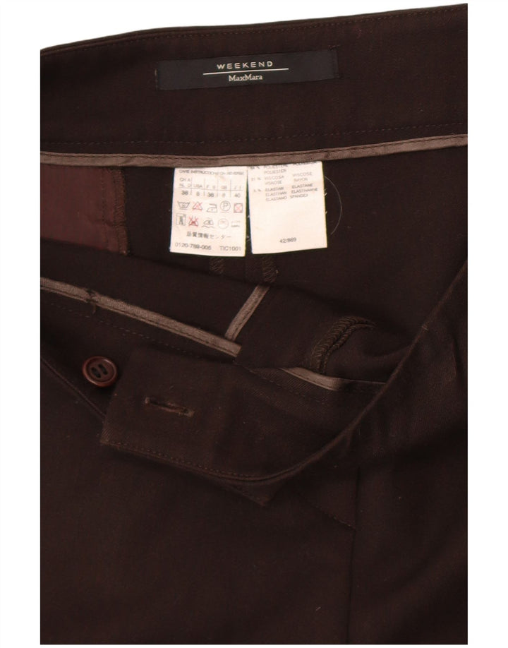 Calça feminina Max Mara Weekend Bootcut Suit Reino Unido 8 pequena W27 L30 marrom