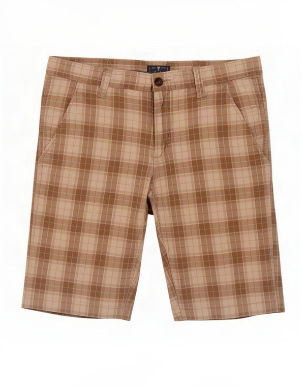 Hurkett Mens Chino Shorts IT 48 Médio W32 Xadrez Bege