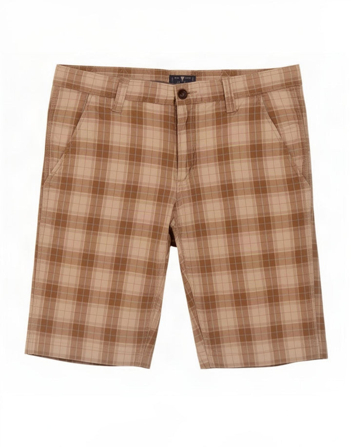 Hurkett Mens Chino Shorts IT 48 Médio W32 Xadrez Bege