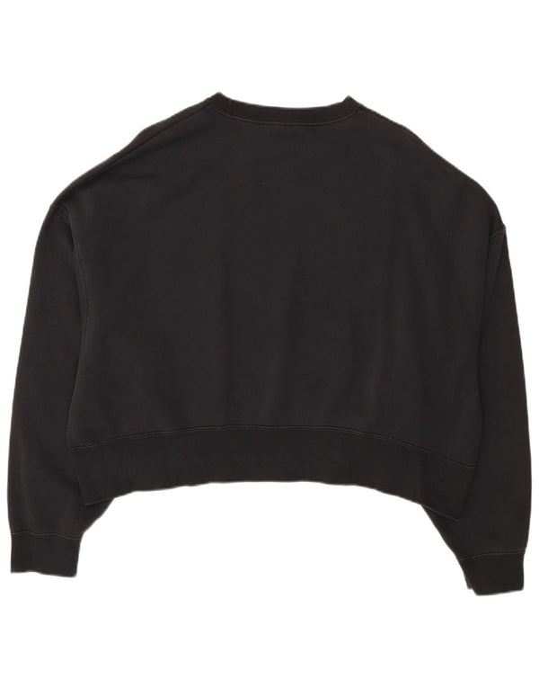 Nike Womens Crop Oversized Moletom Jumper UK 14 Médio Algodão Preto