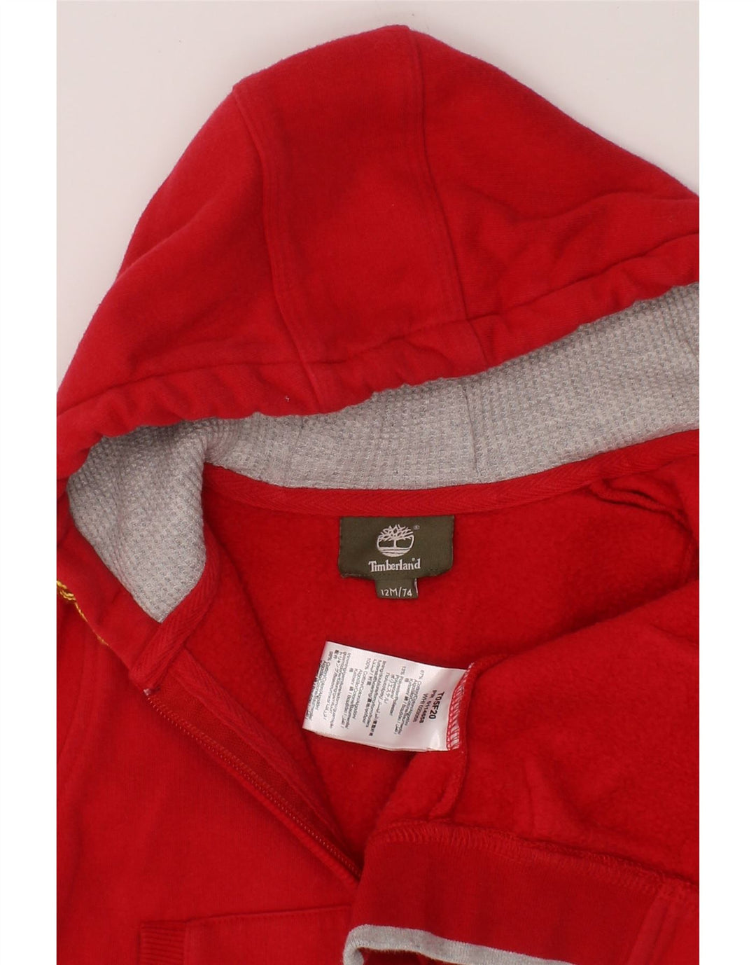 Suéter TIMBERLAND Baby Boys com capuz e zíper 9-12 meses algodão vermelho