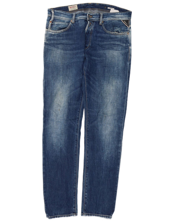 Replay Jeans Slim Masculino W33 L32 Azul Algodão