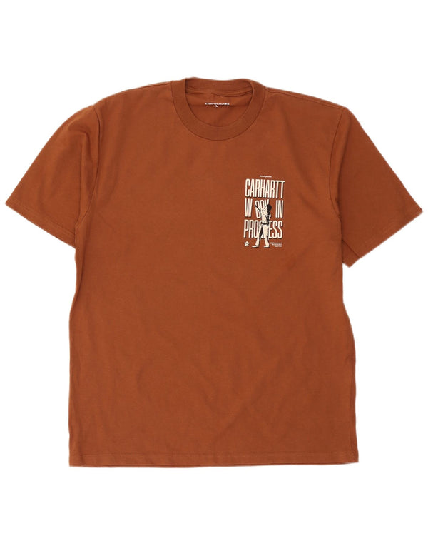 Camiseta gráfica masculina Carhartt grande algodão marrom