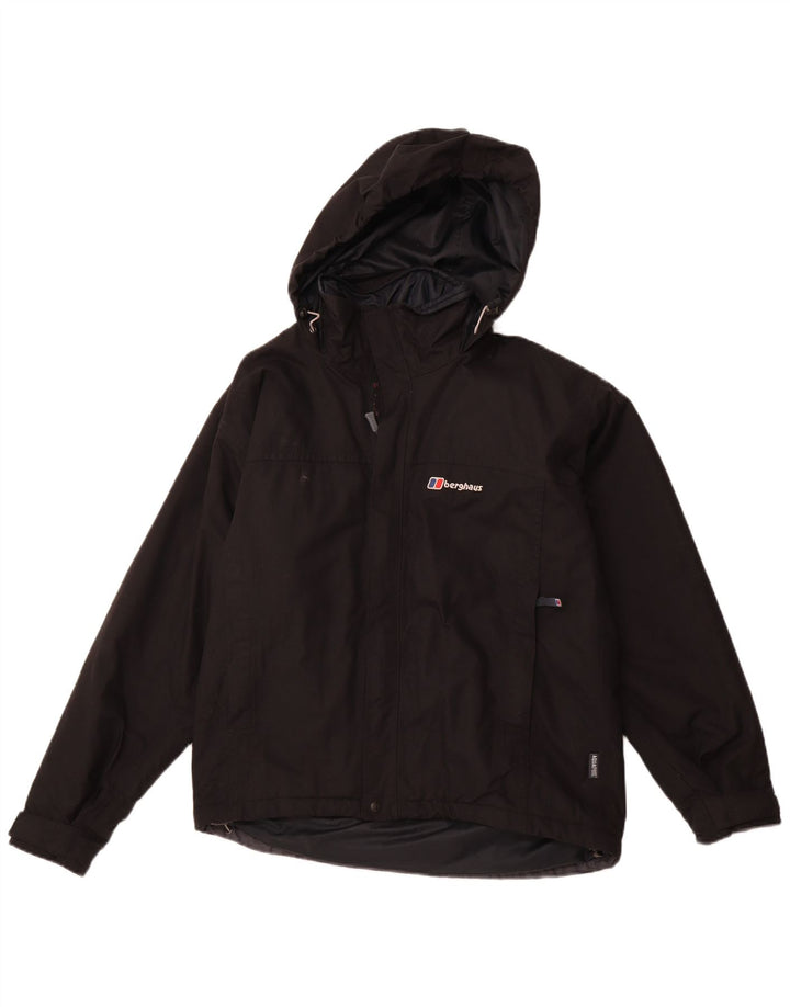 Jaqueta de chuva masculina BERGHAUS com capuz Reino Unido 36 pequena nylon preta