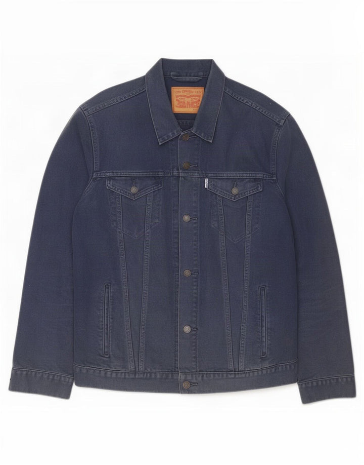 Jaqueta jeans masculina Levi's UK 42 XL azul marinho algodão