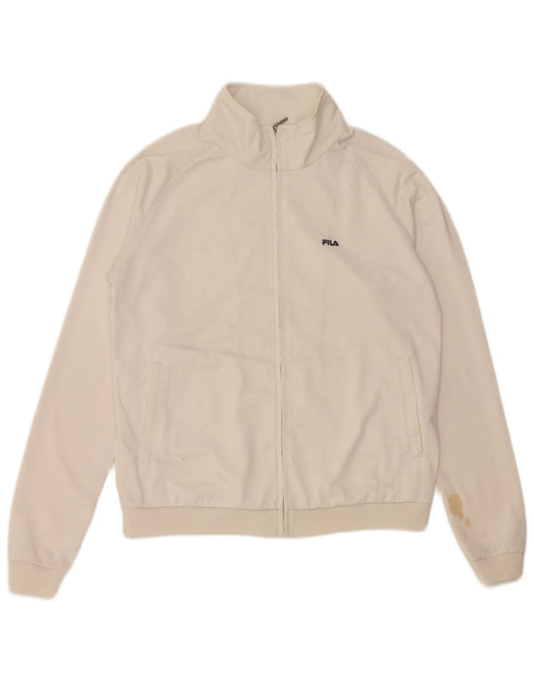 FILA Womens Tracksuit Top Jacket UK 12 Médio Poliéster Branco