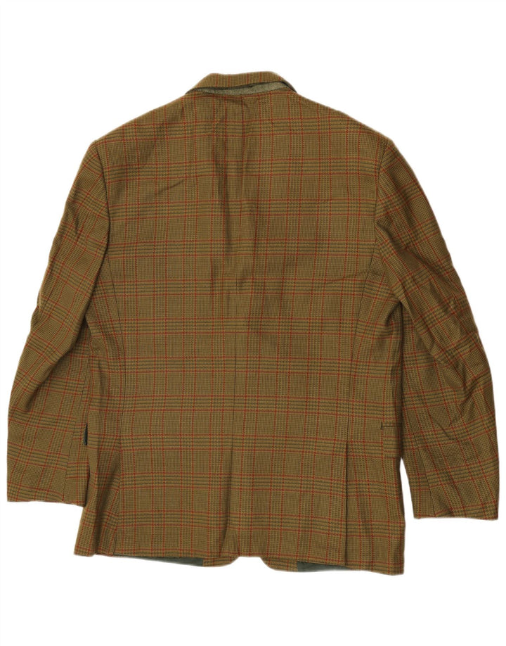 Jaqueta blazer masculina Brooksfield com 2 botões IT 50 grande lã xadrez verde