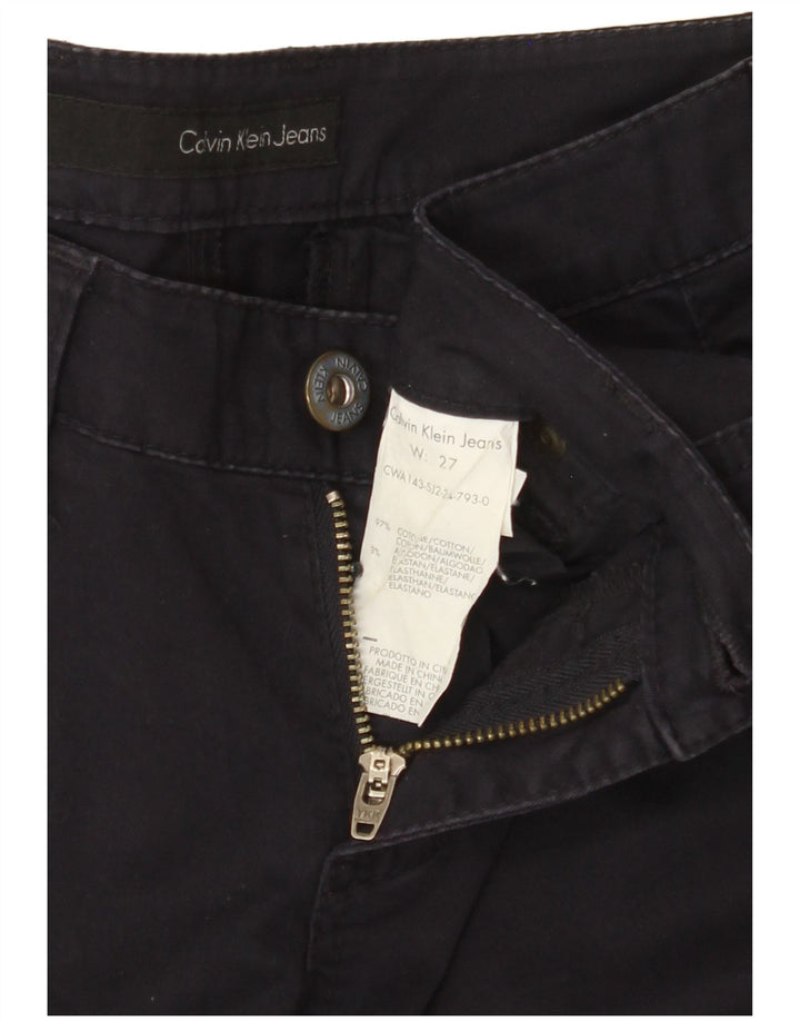 CALVIN KLEIN Calça feminina justa cortada W27 L25 algodão azul marinho