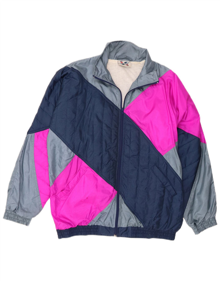 Jaqueta superior de agasalho masculino Master médio azul marinho Colourblock Nylon
