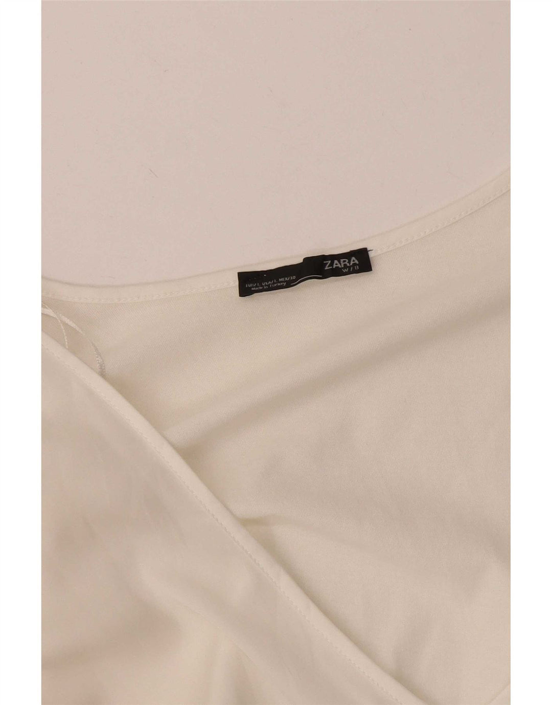 Top feminino Zara manga comprida UK 14 grande branco