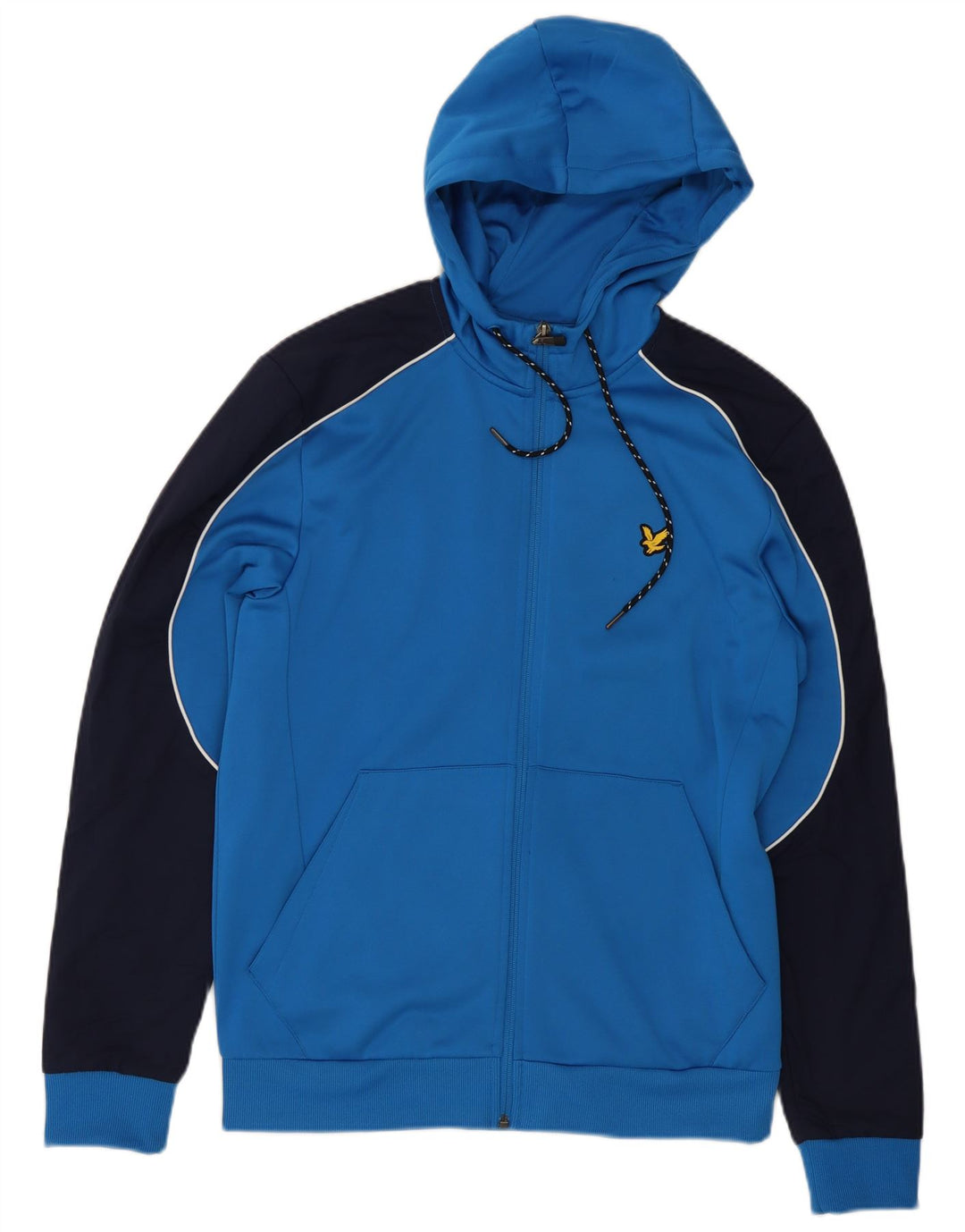 Lyle & Scott Suéter masculino com capuz e zíper azul médio poliéster colorblock