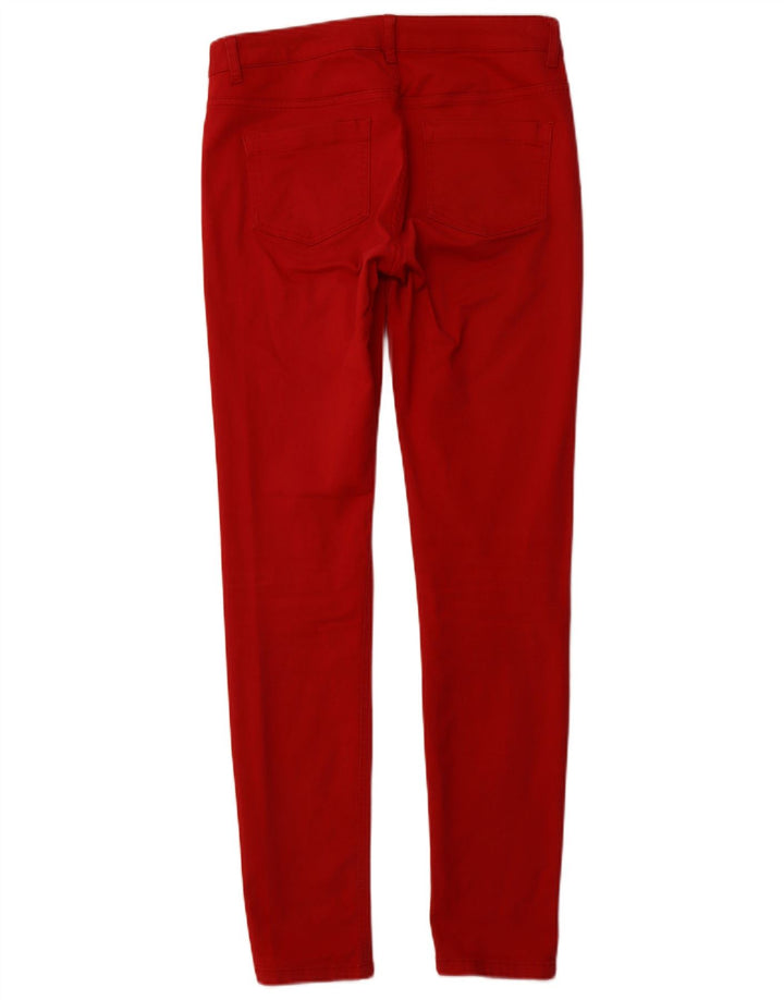 Calça feminina casual skinny REISS Reino Unido 12 médio W30 L32 algodão vermelho