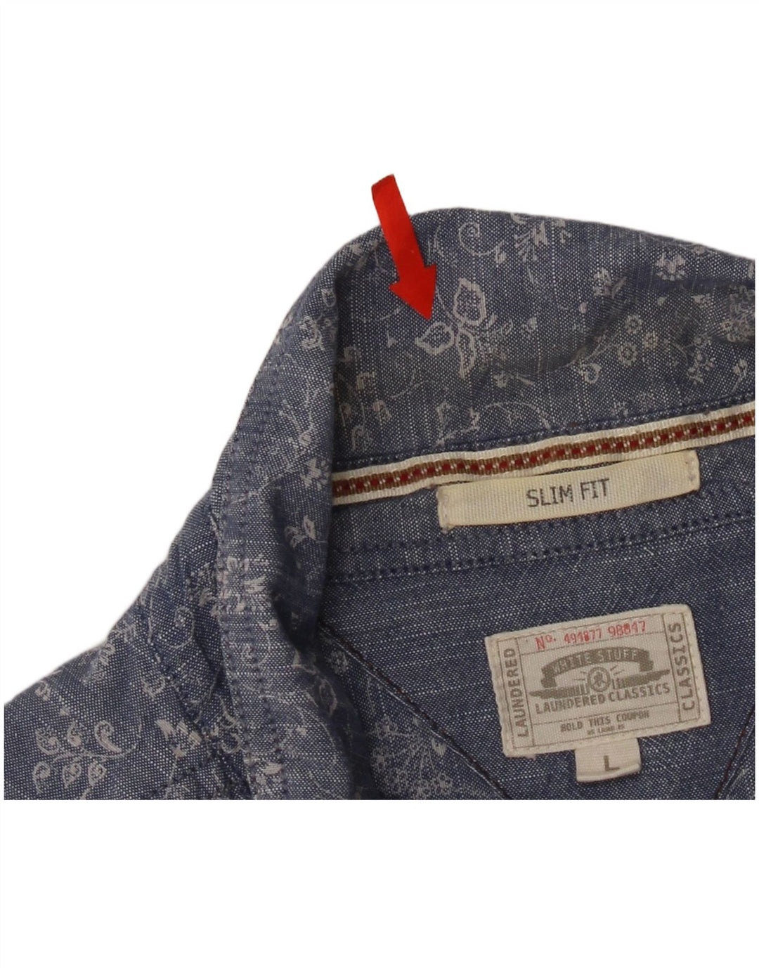 White Stuff Mens Camisa Slim Fit Grande Algodão Floral Azul