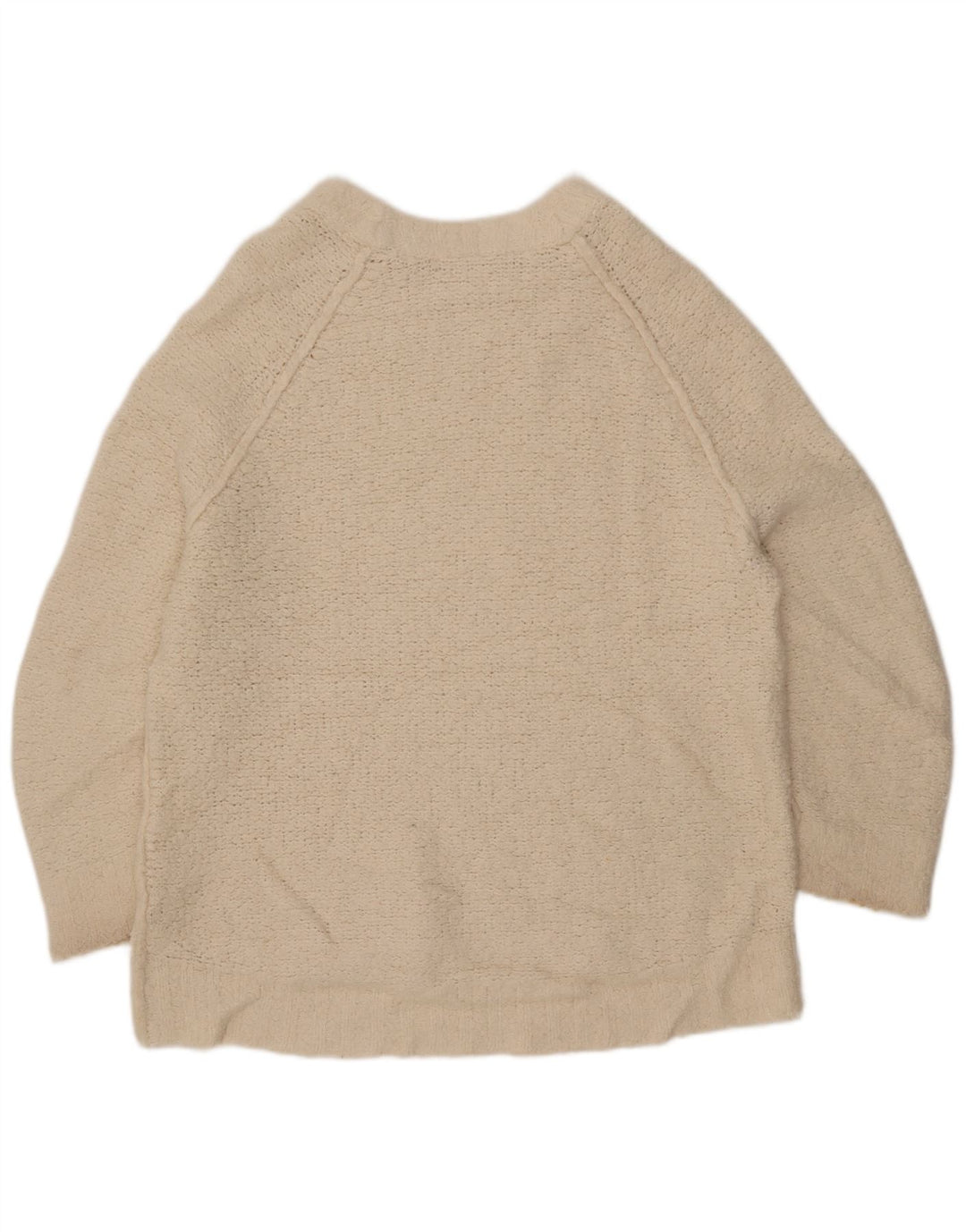 Suéter feminino vintage com gola canoa grande Reino Unido 14 médio branco