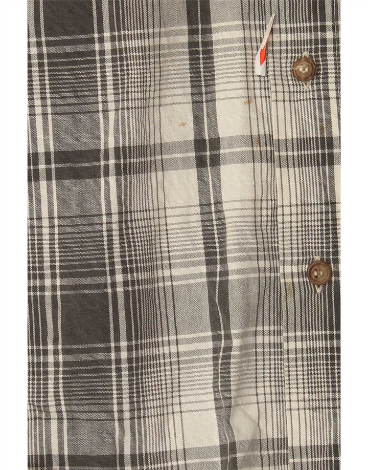 Camisa masculina Marlboro Classics grande algodão xadrez cinza