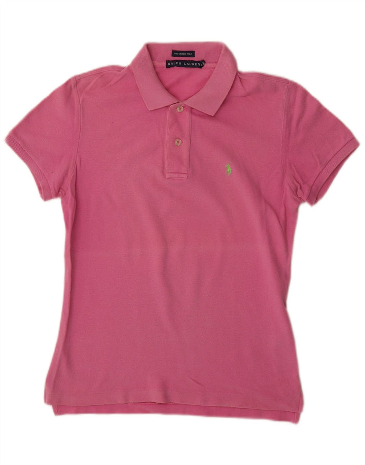 Polo skinny feminino RALPH LAUREN Reino Unido 12 algodão rosa médio