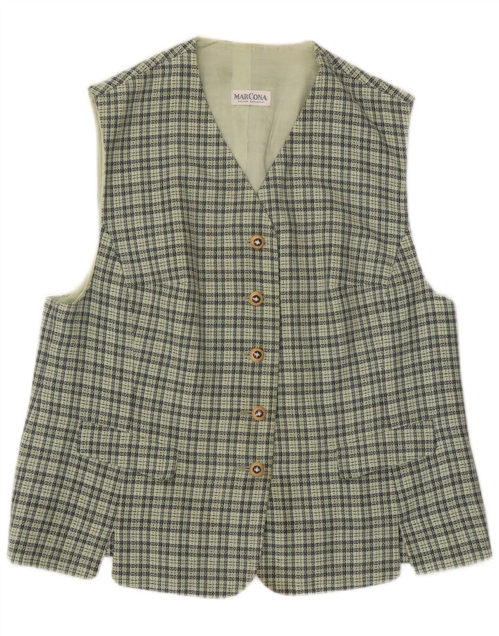 Colete feminino vintage IT 46 grande lã xadrez verde