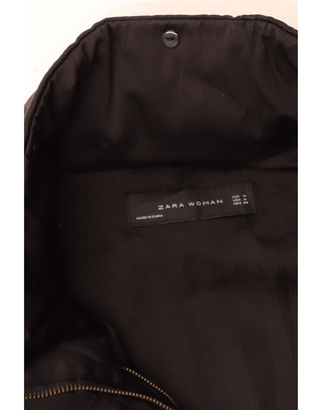 Zara Jaqueta Parka Feminina com Capuz Reino Unido 14 Médio Preto