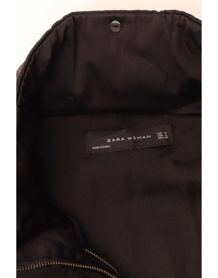 Zara Jaqueta Parka Feminina com Capuz Reino Unido 14 Médio Preto