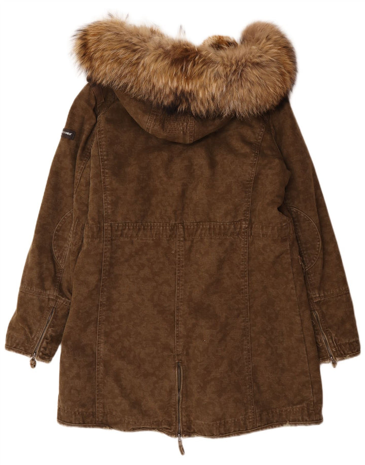 Jaqueta parka feminina com capuz Frieda & Freddies EU 40 algodão cáqui médio